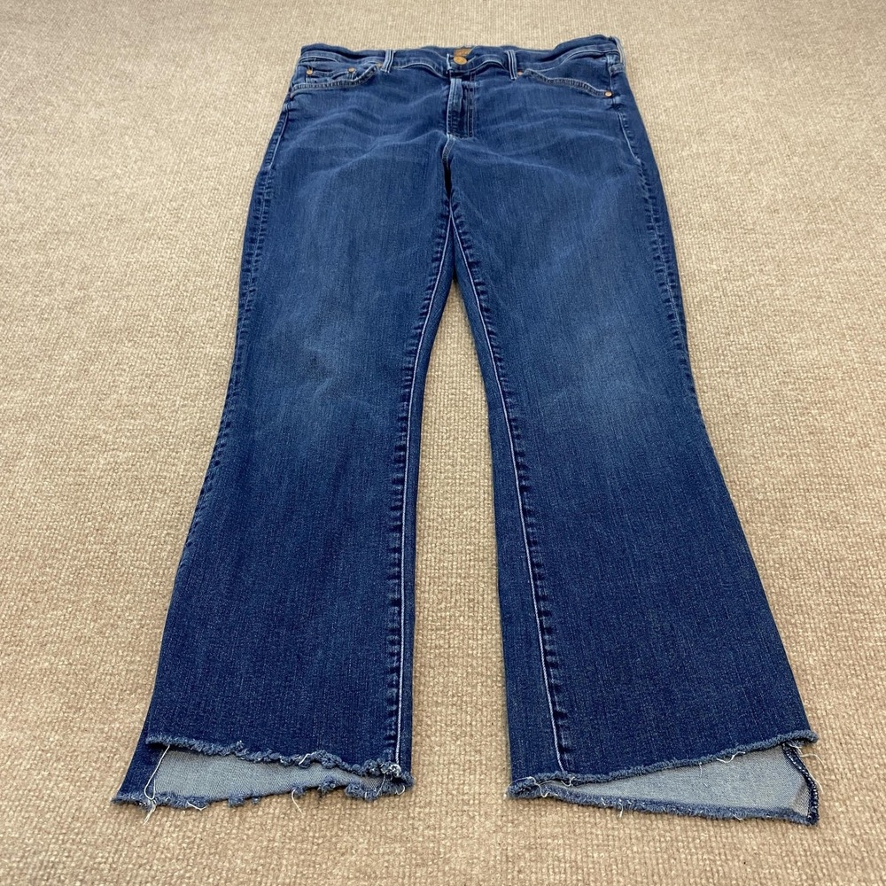 MOTHER High-Rise Dark Blue Raw Hem Jeans